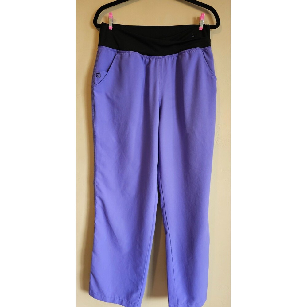 WonderWink Easy Fit Women No-Roll Knit Waist Uniform Scrub Pants 5225 Purple L